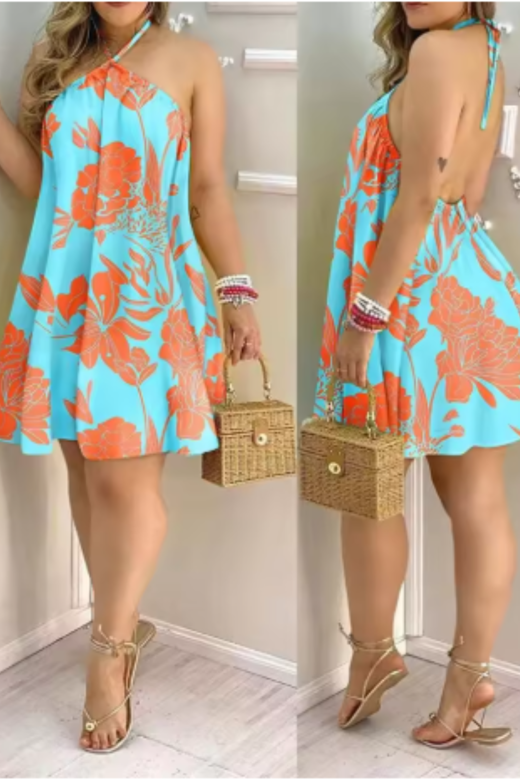Elara | Women Halter Neck Backless Mini Dress