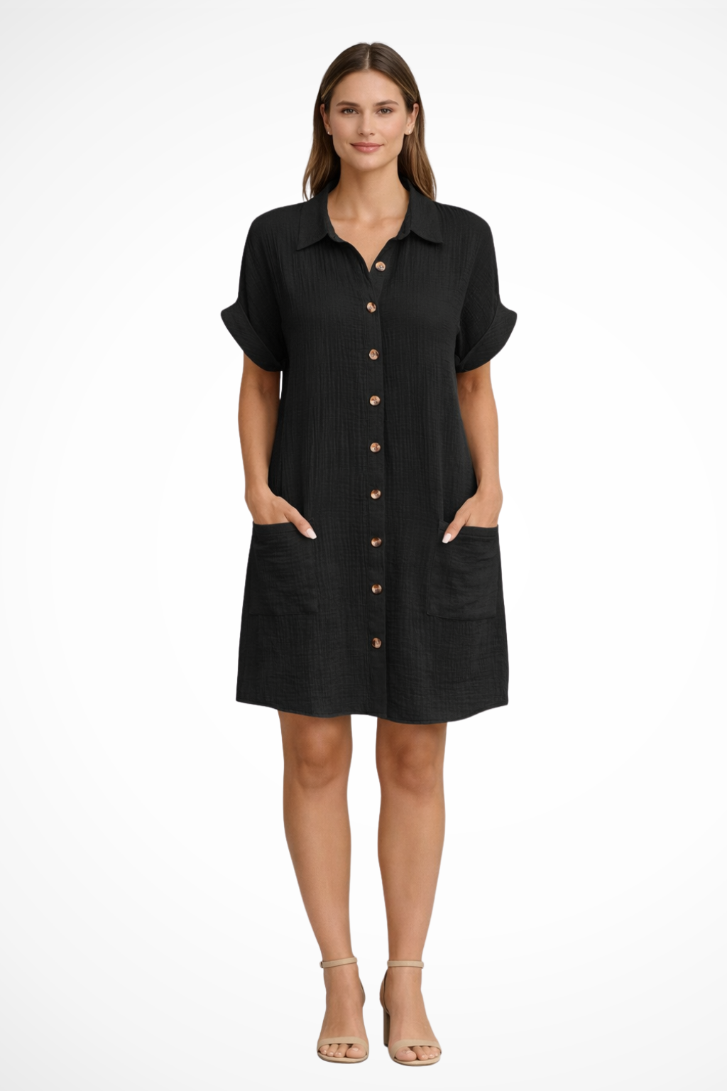 Maren | Women’s Button Front Short Sleeve Summer Beach Dress