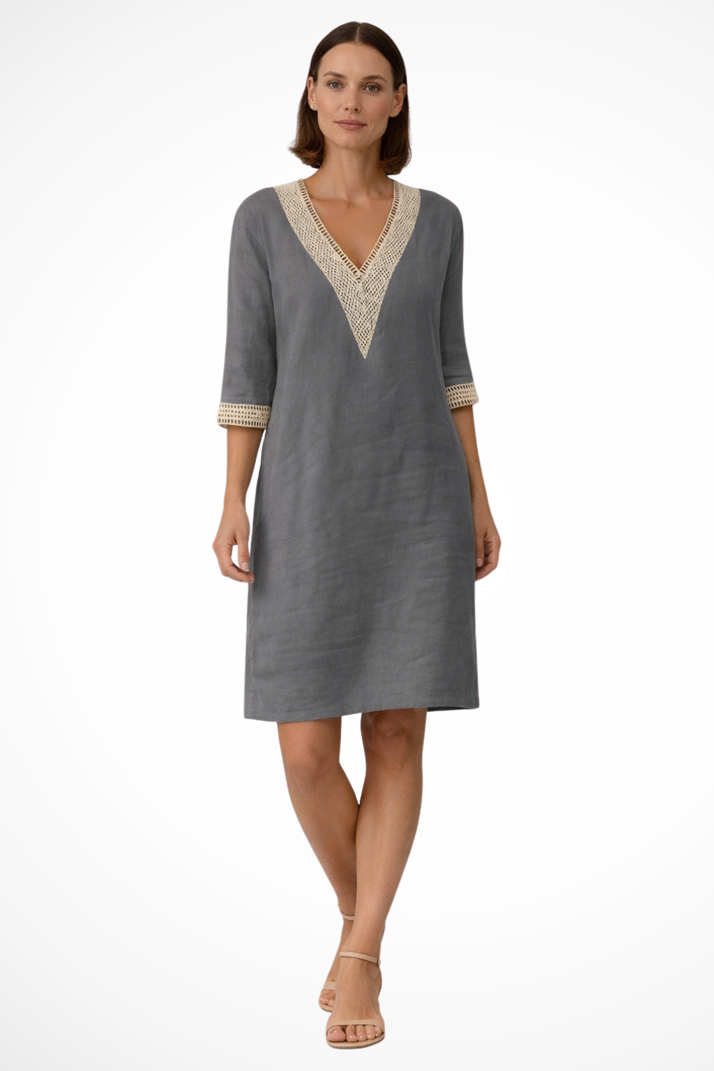 Nerisse | Women’s V Neck Spring Midi Dress with Relaxed Fit