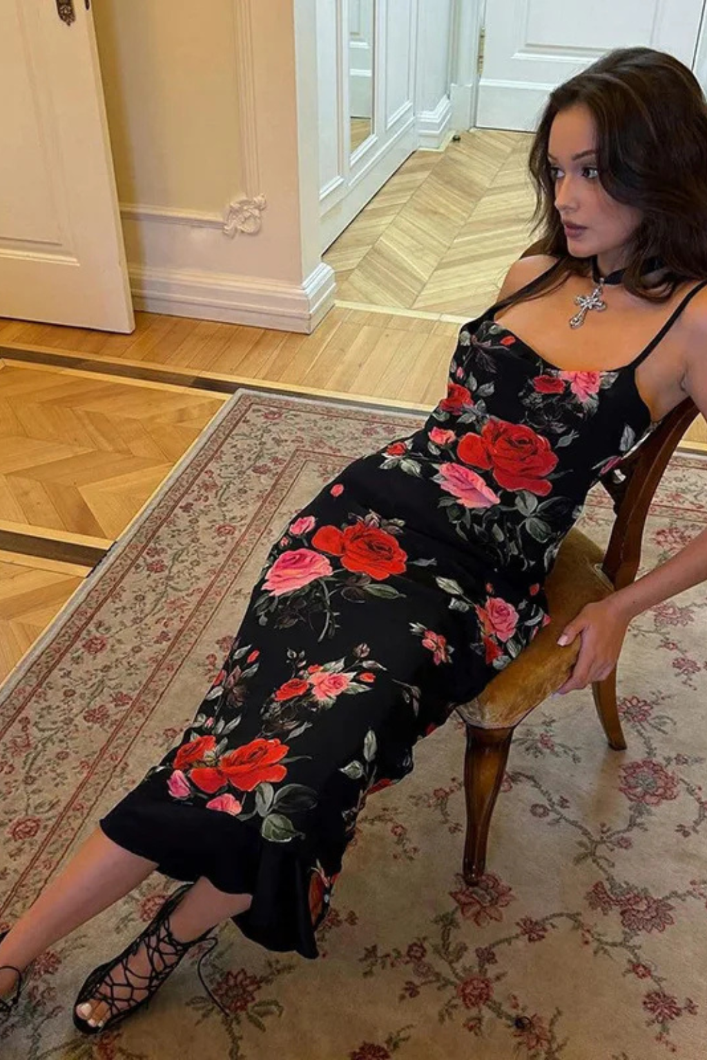 Elara | Women Floral Spaghetti Strap Maxi Summer Wedding Dress