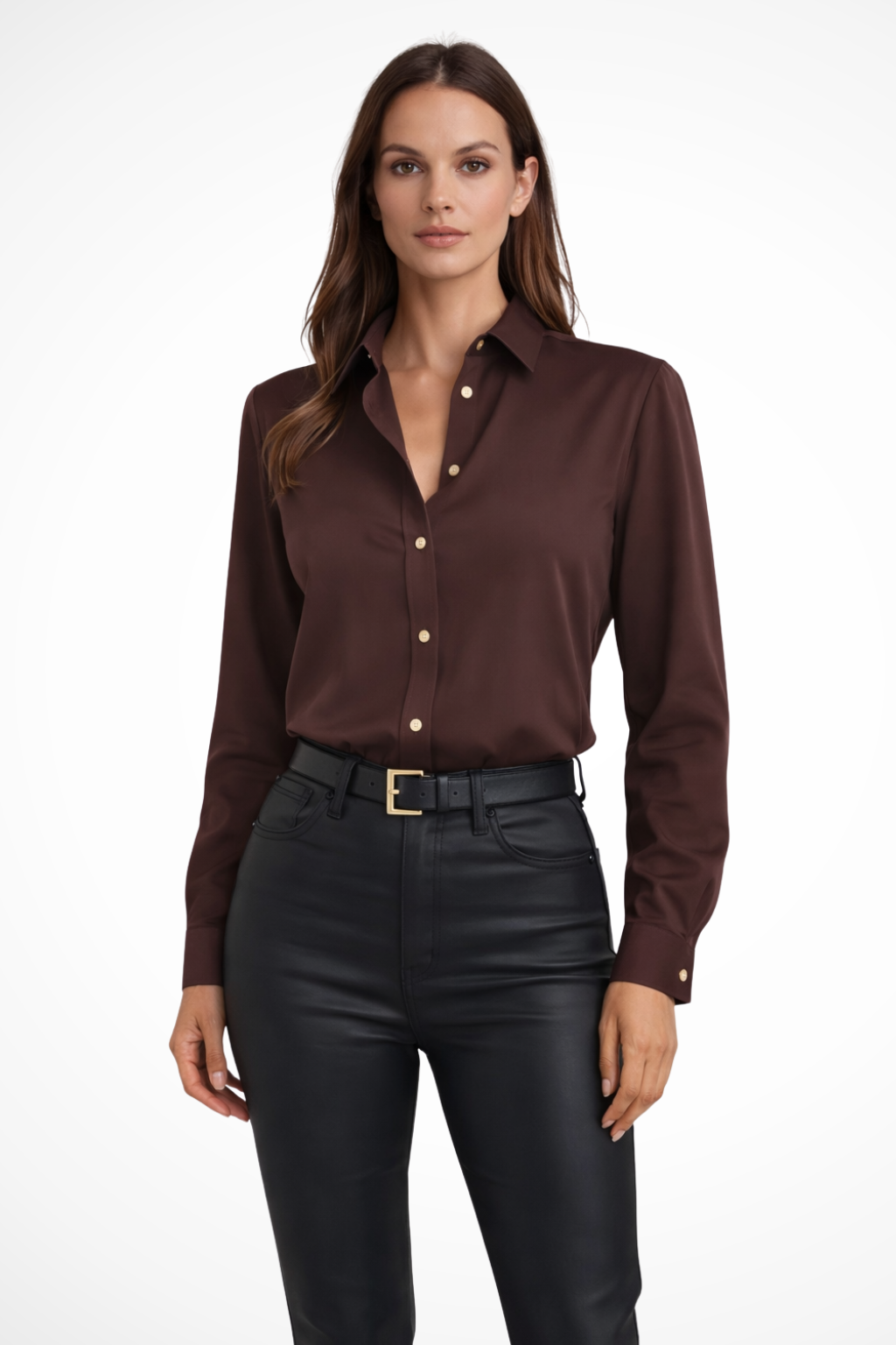 Solenne | Women’s Long Sleeve V Neck Blouse with Relaxed Fit