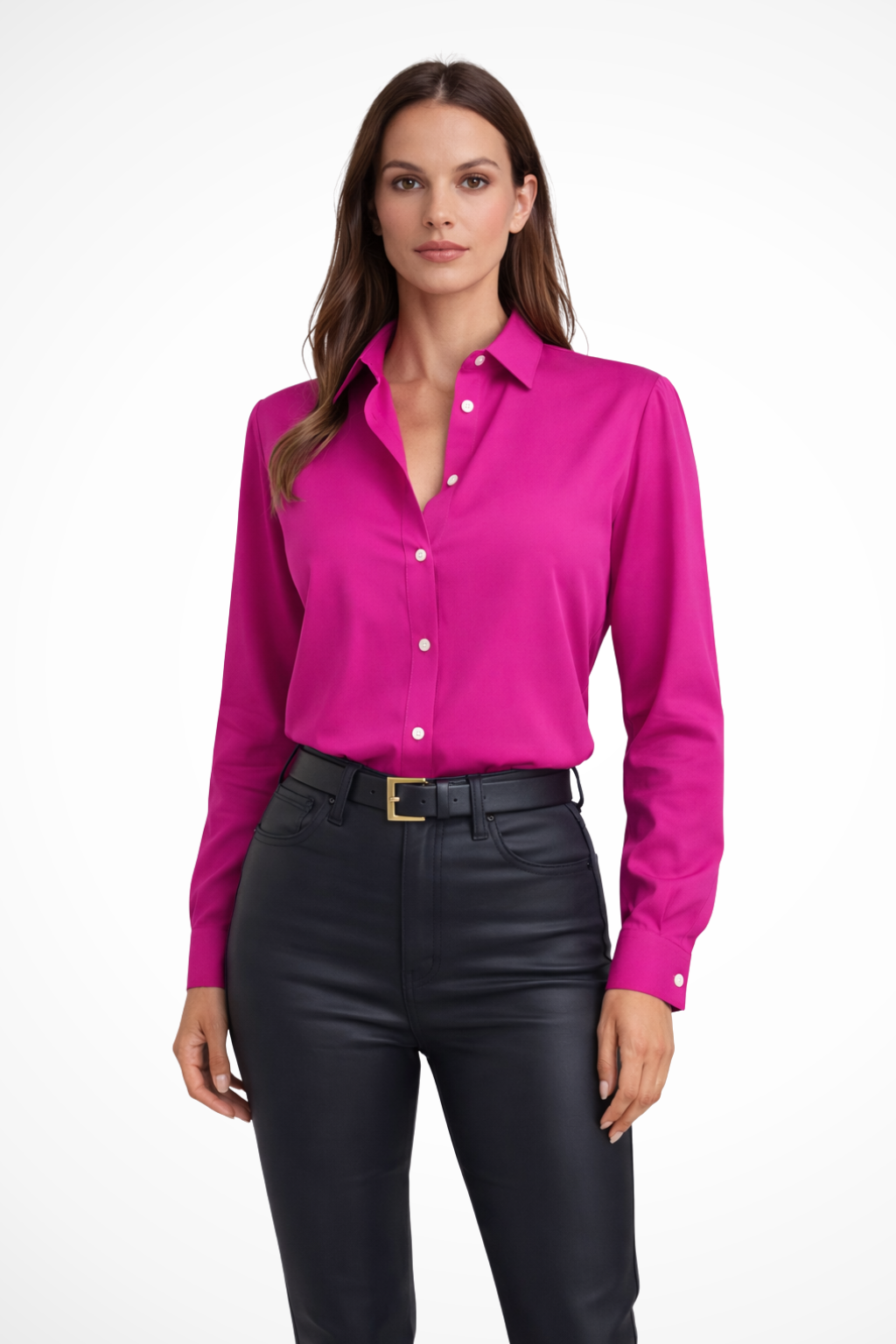 Solenne | Women’s Long Sleeve V Neck Blouse with Relaxed Fit