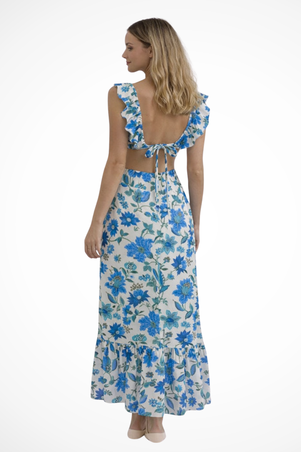 Calista | Women’s Floral Ruffle Maxi Dress with V Neck