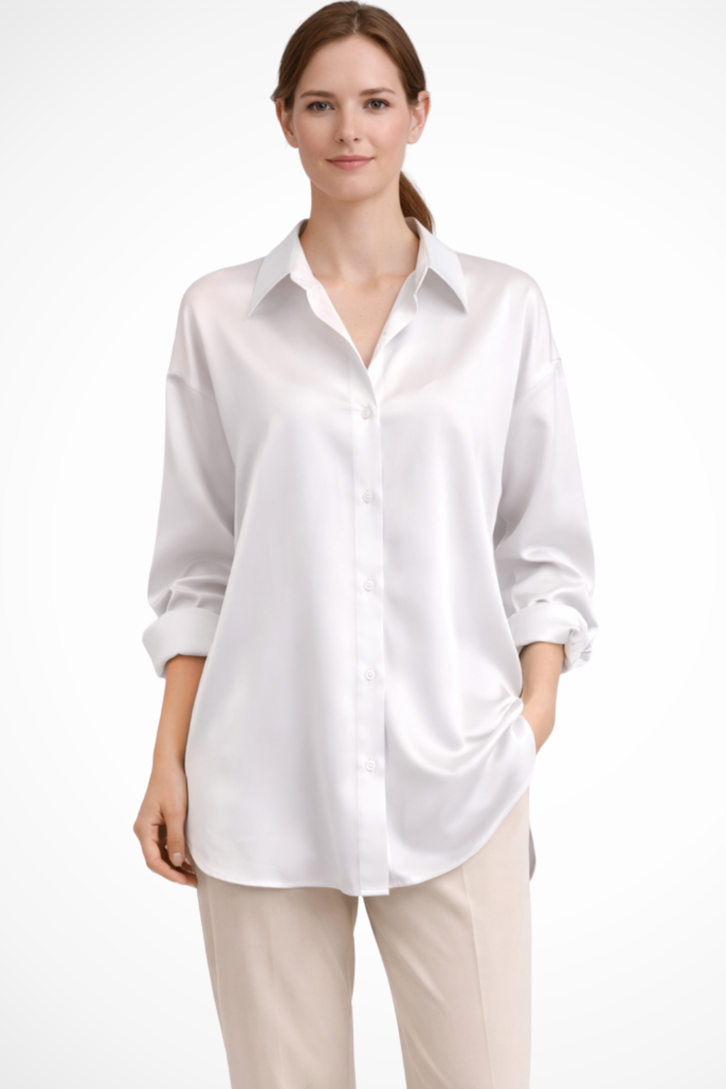 Lorina | Women Relaxed Fit Button Down Long Sleeve Blouse
