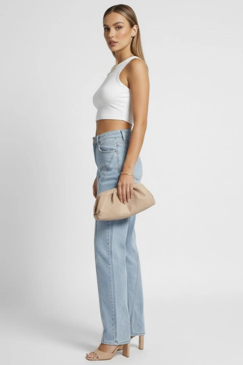 Everly | Women High Waist Wide Leg Denim Jeans with Seam Detail