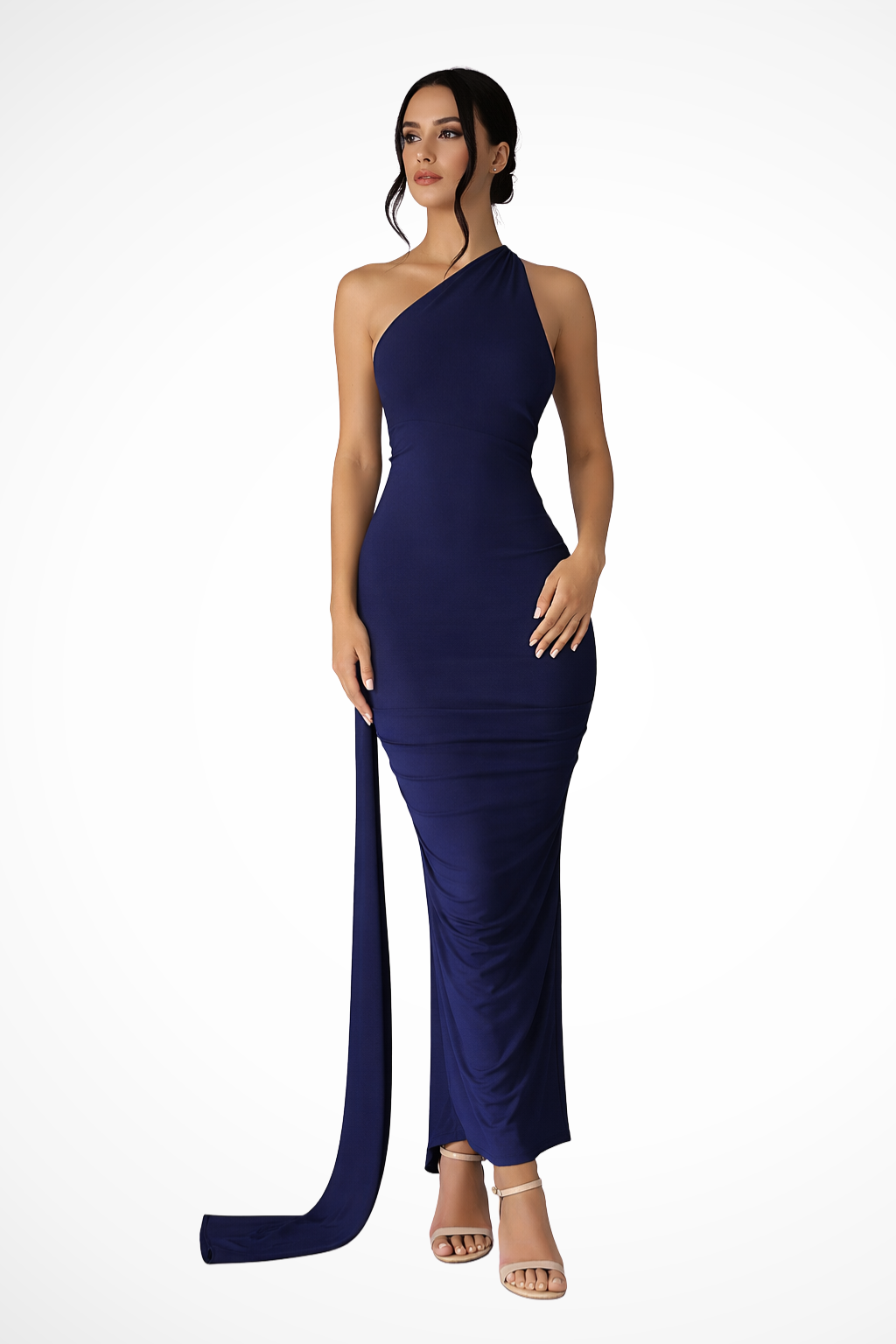 Eleanor | Women’s One Shoulder Ruched Maxi Summer Wedding Dress
