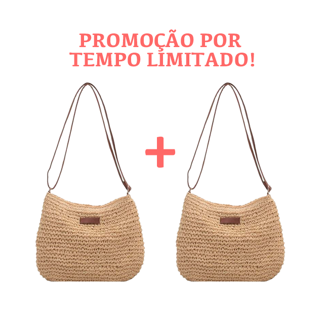 (Compre 01 Leve 02) Bolsa de Palha Trançada Artesanal - Tropical