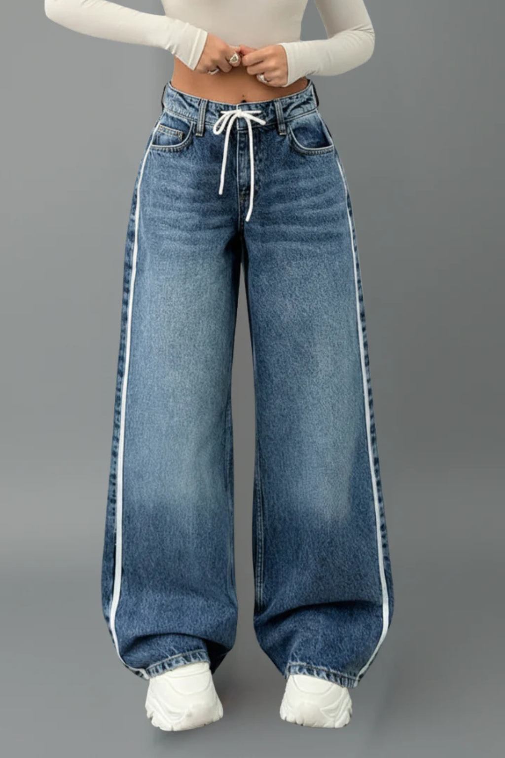 Joni | Women Relaxed Wide Leg Denim Jeans with Drawstring Waist