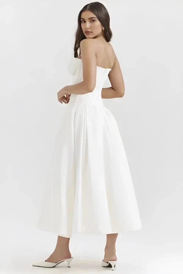 Avelisse | Women Strapless Structured Midi Wedding Guest Dress