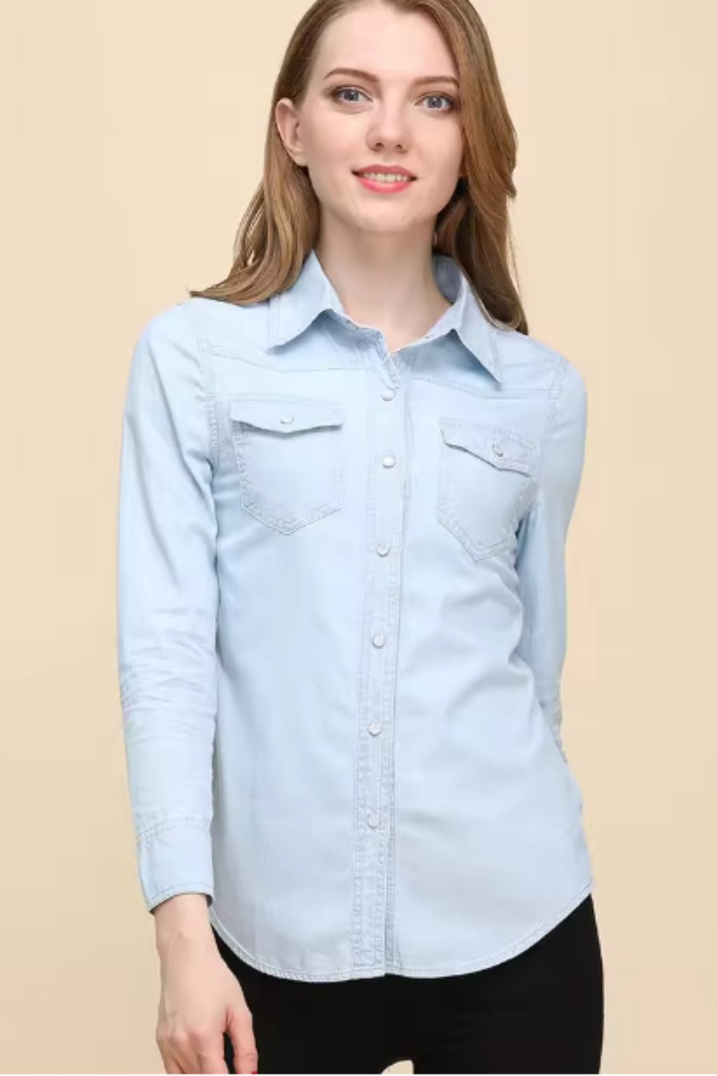Mila | Women Long Sleeve Button Down Denim Shirt