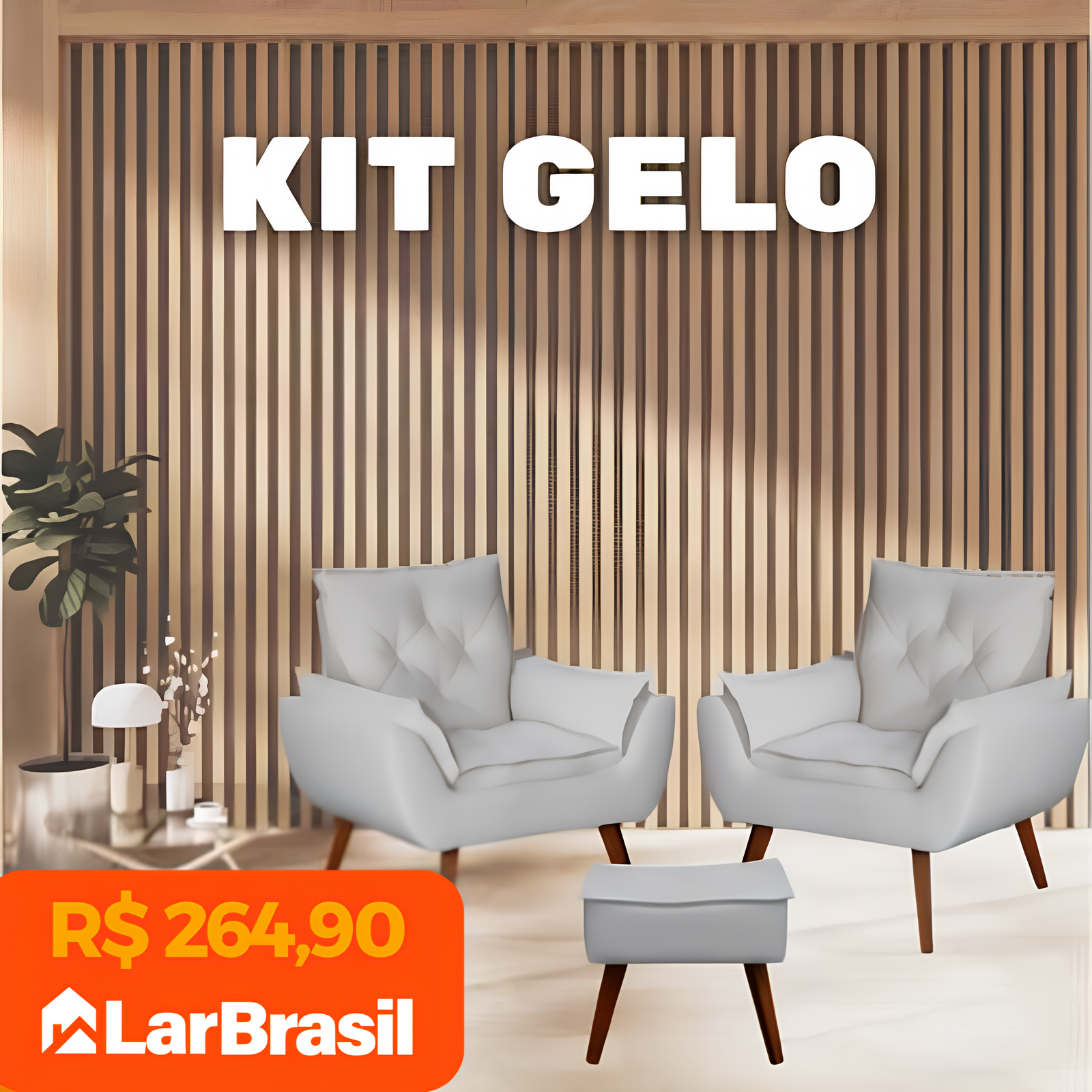 Kit Ágatha - Poltronas + Puff | Elegância para a sua Casa