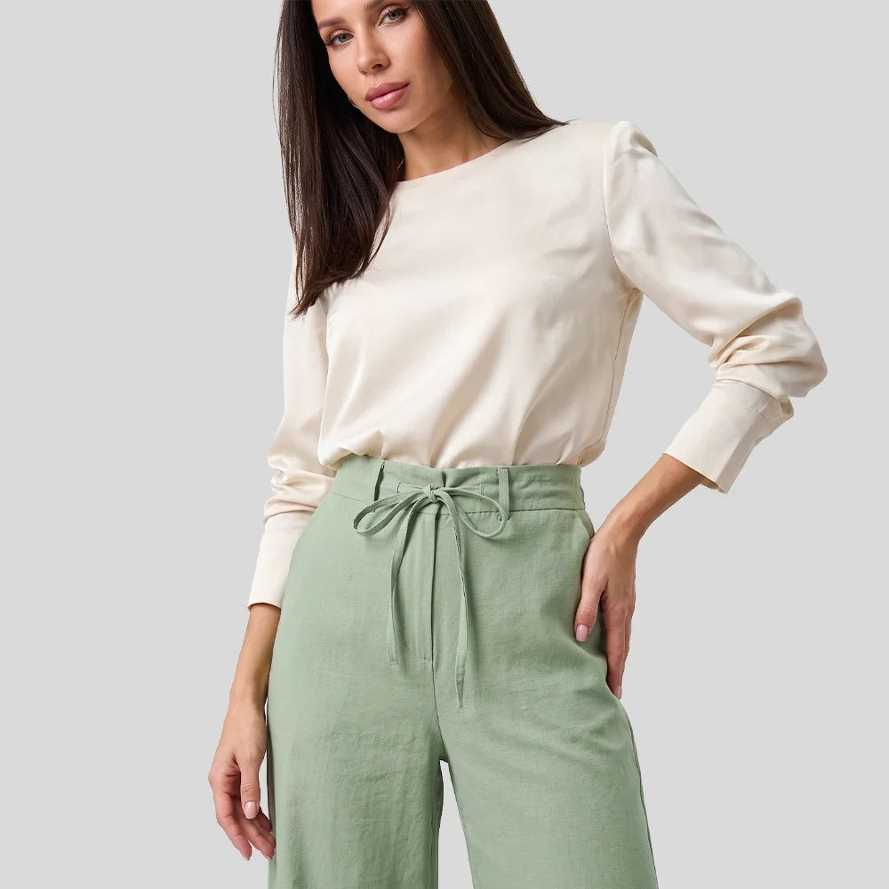 Calça Pantalona | Cintura Alta com Amarração