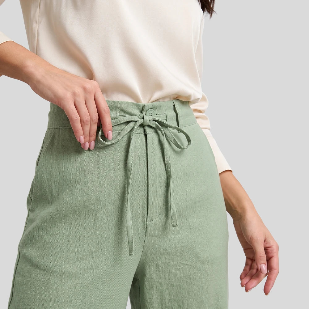 Calça Pantalona | Cintura Alta com Amarração