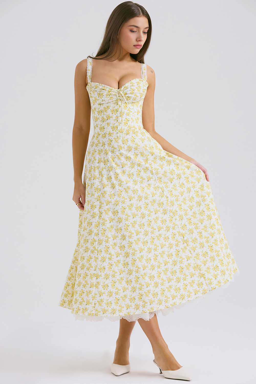 Midikleid Helena – mit Bustier und Spitze aus Polyester