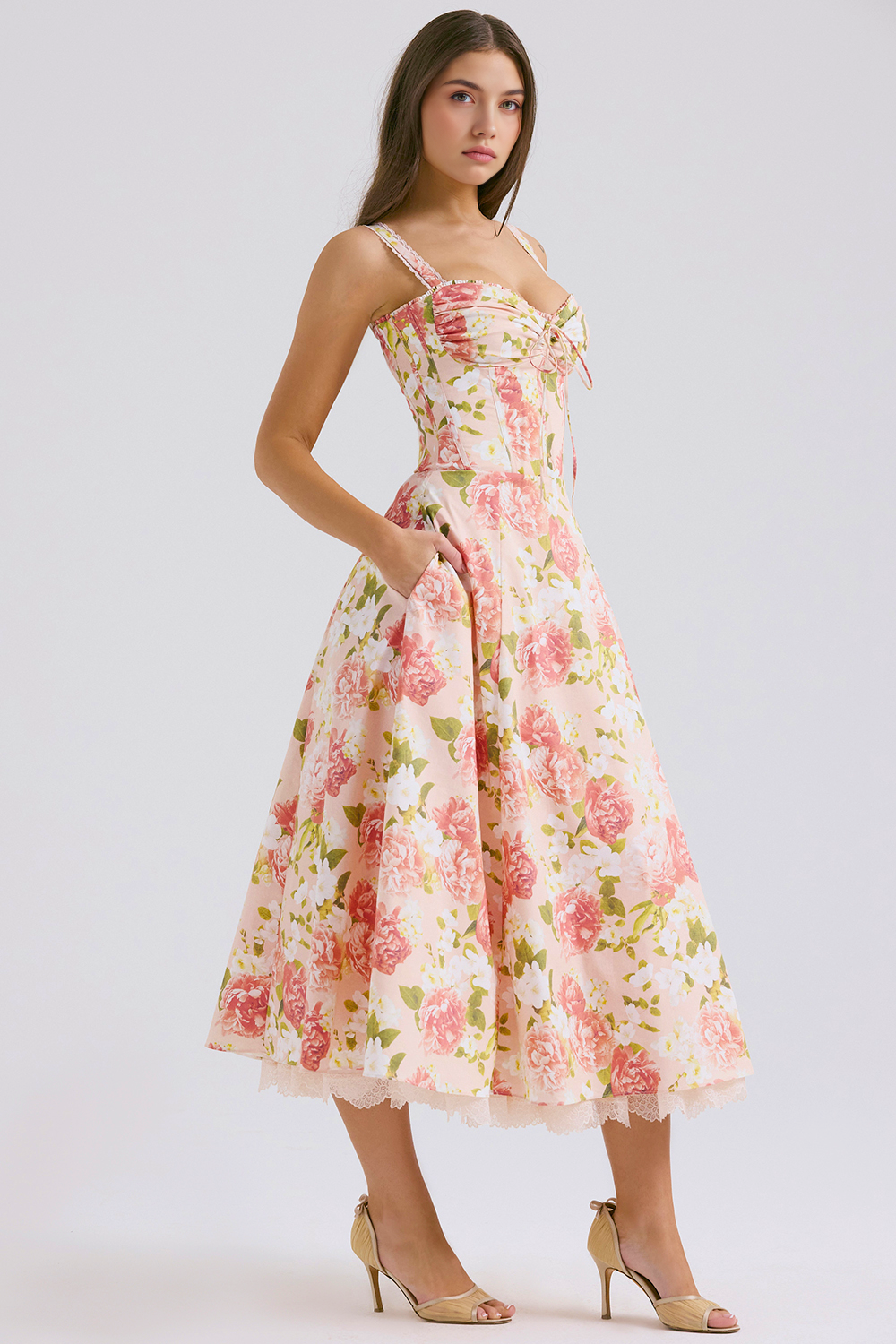 Midikleid Helena – mit Bustier und Spitze aus Polyester