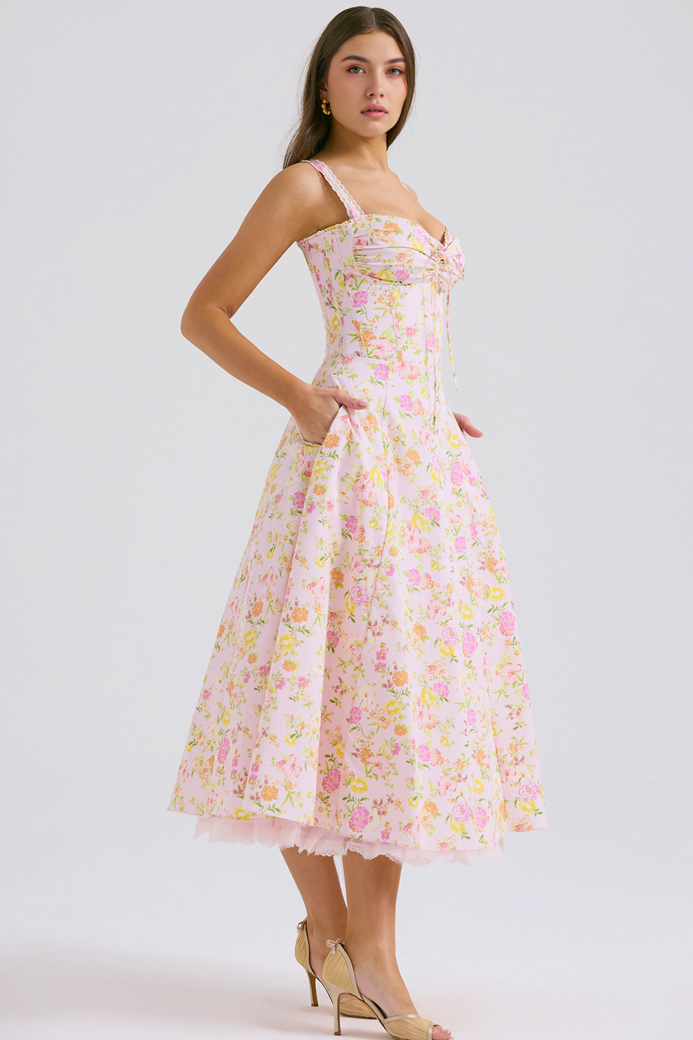 Midikleid Helena – mit Bustier und Spitze aus Polyester