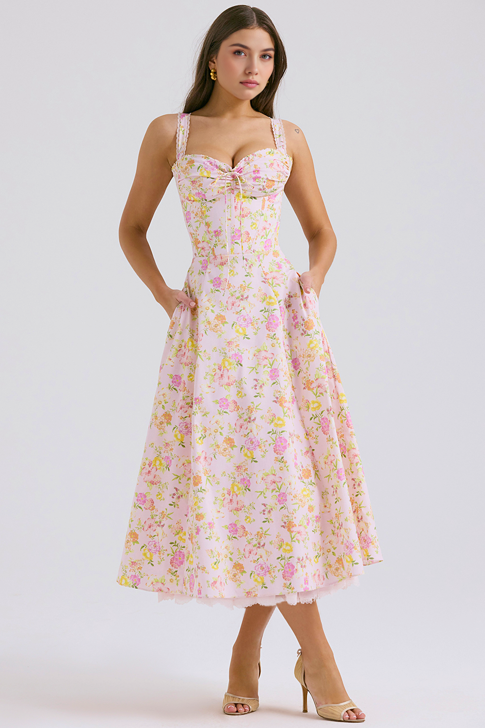 Midikleid Helena – mit Bustier und Spitze aus Polyester