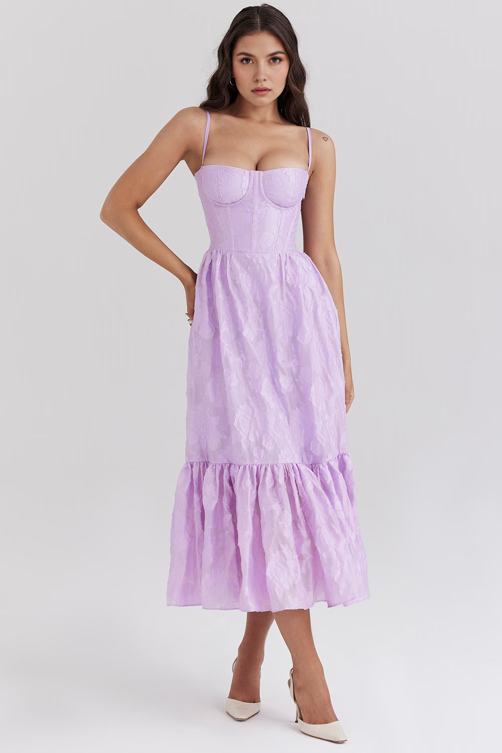 Midikleid Laura – mit A-Linien-Schnitt aus Polyester, fließender Stoff