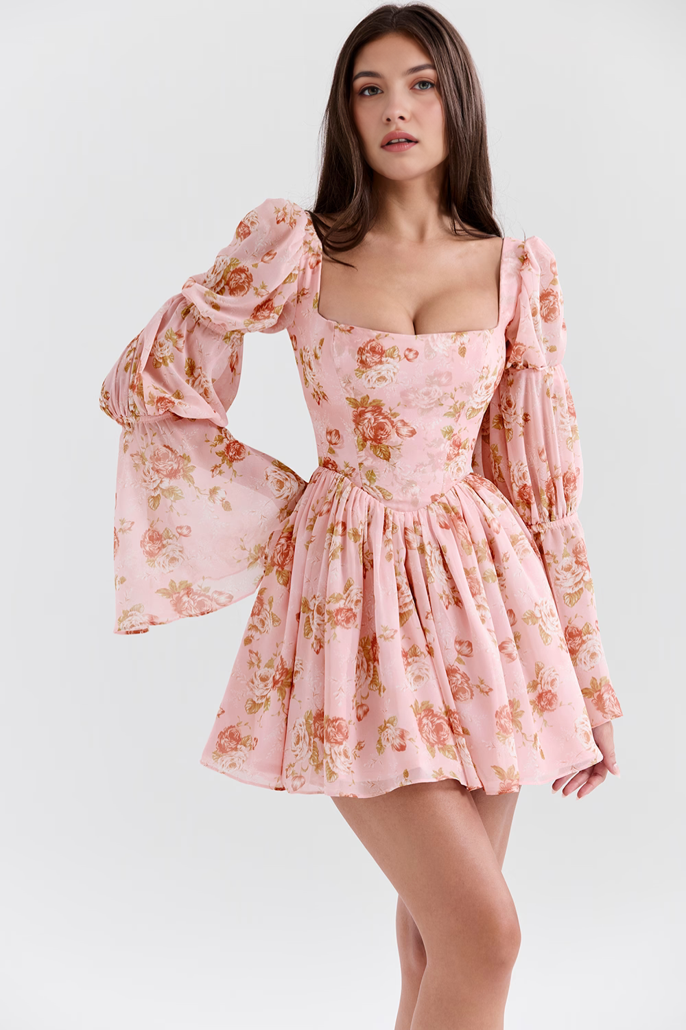 Langarmkleid Thalia – Feine Linien aus Polyester