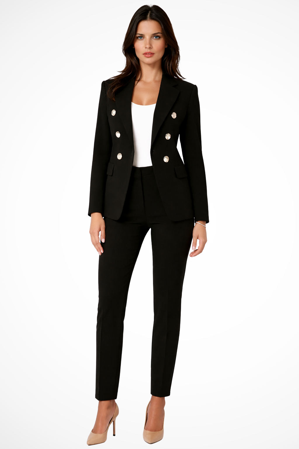 Hargrove | Women Button Detail Blazer and Trousers Suit Set