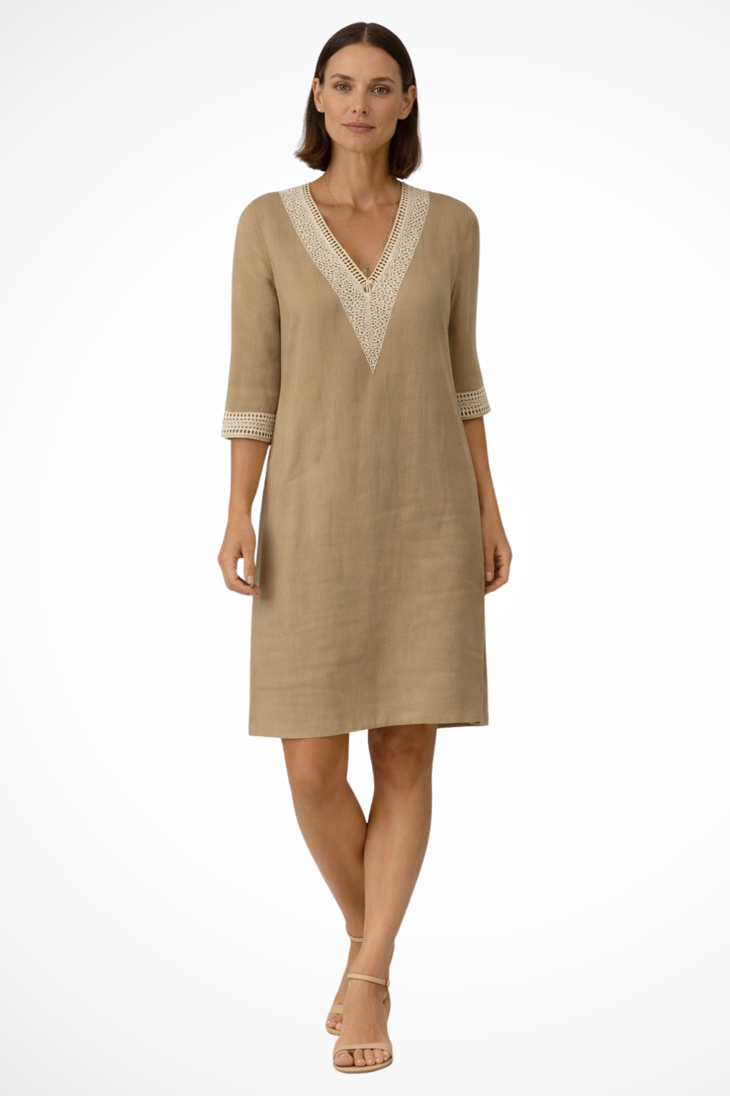 Nerisse | Women’s V Neck Spring Midi Dress with Relaxed Fit