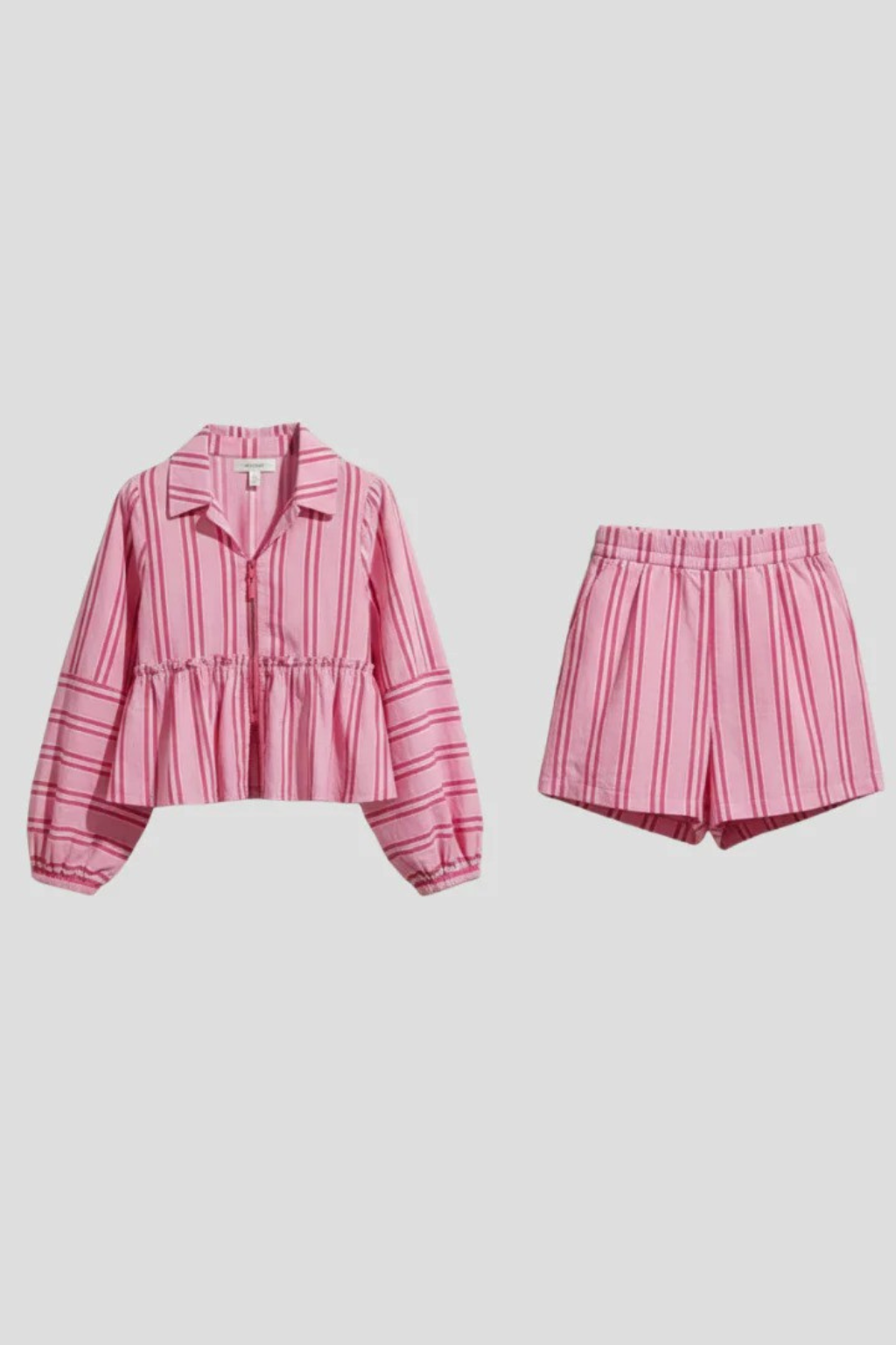 Ivy | Women Striped Peplum Shirt and Shorts Set