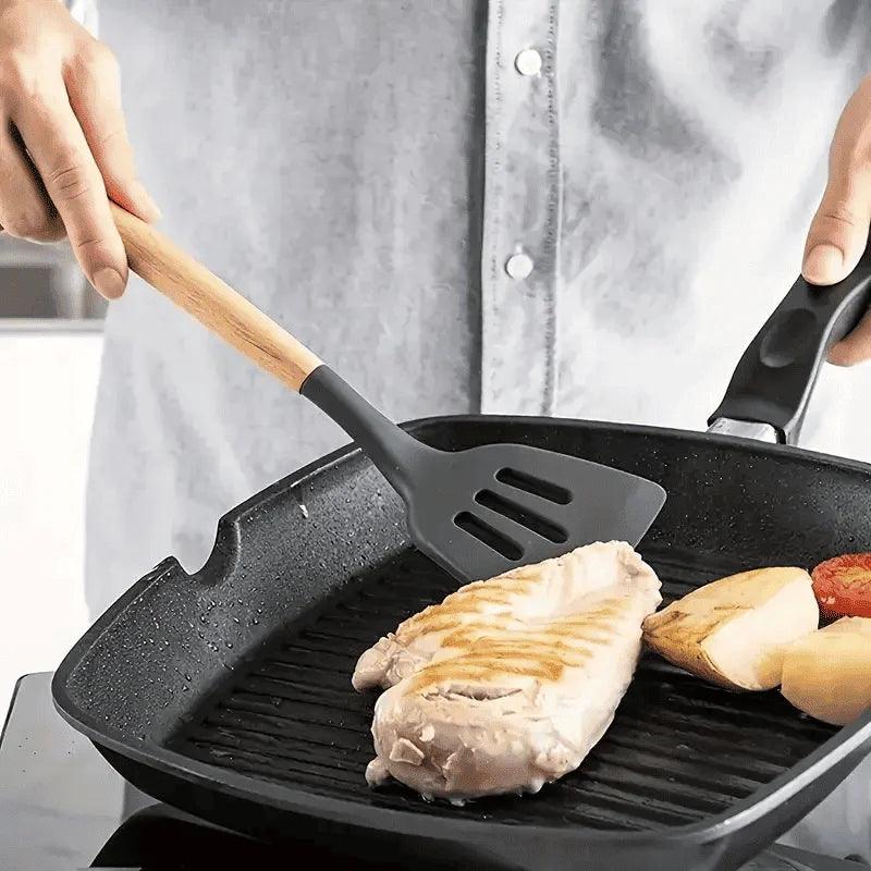 Kit 19 Peças Utensílios de Cozinha com Tábua — Silicone Premium, Não Risca e Resiste a Altas Temperaturas