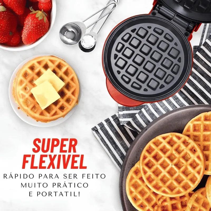 Máquina de Waffle Elétrica Antiaderente — Prática, Rápida e Waffles Perfeitos em Minutos