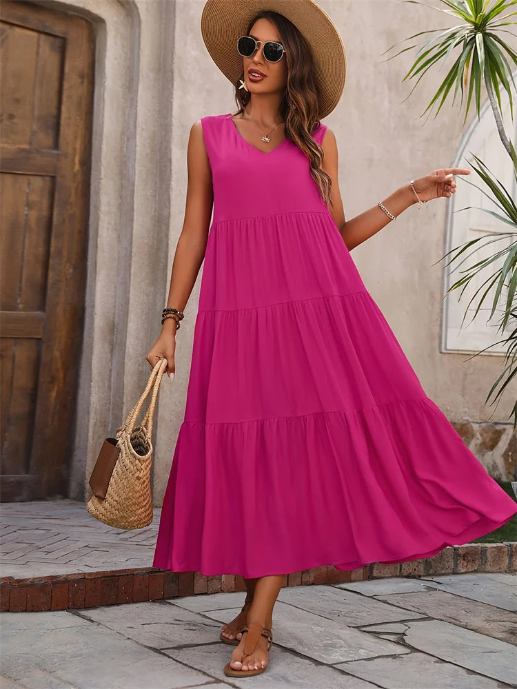 Florence | Women’s Sleeveless Tiered Maxi Summer Dress