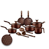 Jogo de Panelas Antiaderente 10 Peças Prime Alumínio Teflon Marrom Desenhado