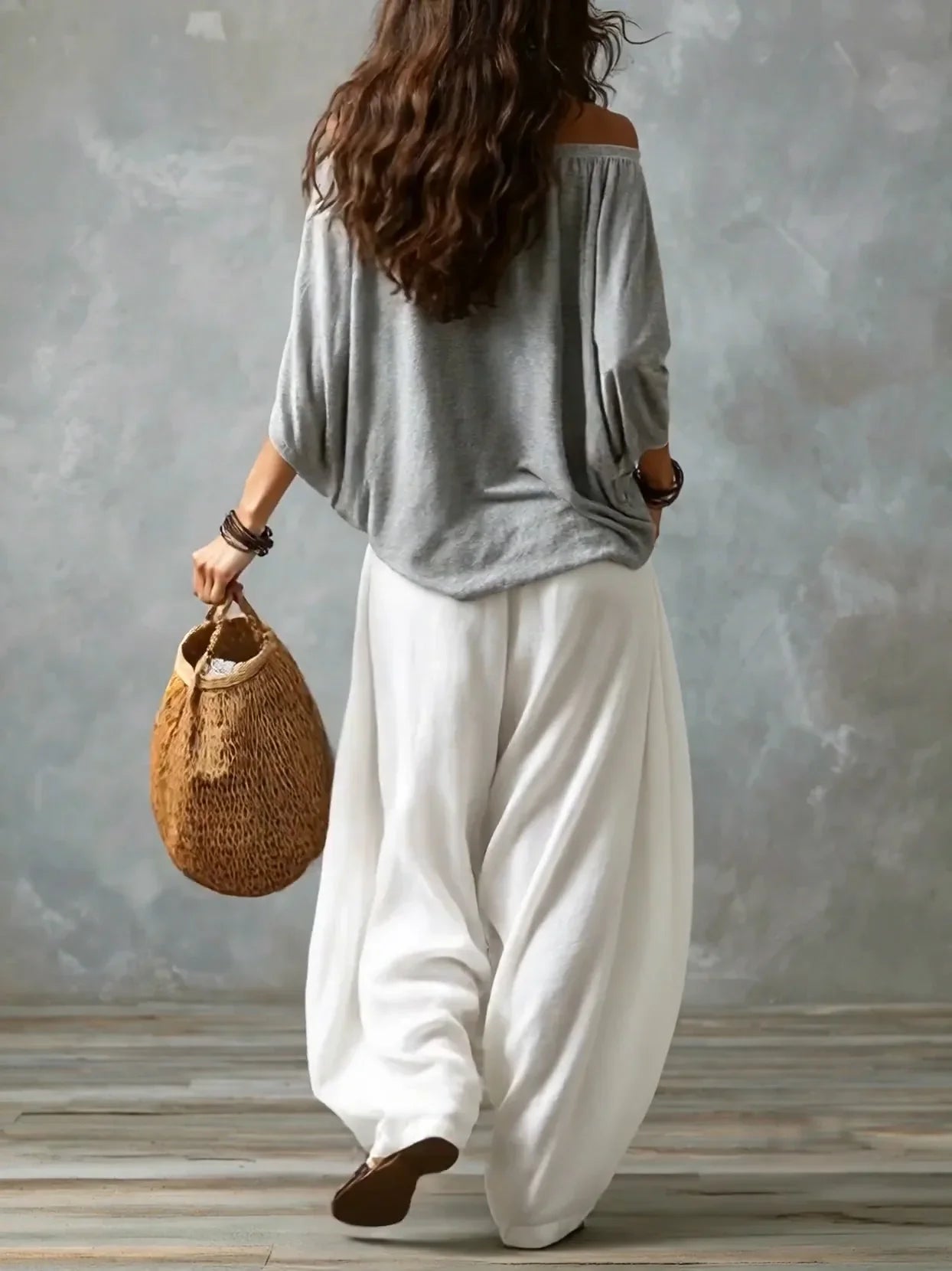 Off-Shoulder Top & Lantern Trousers Set