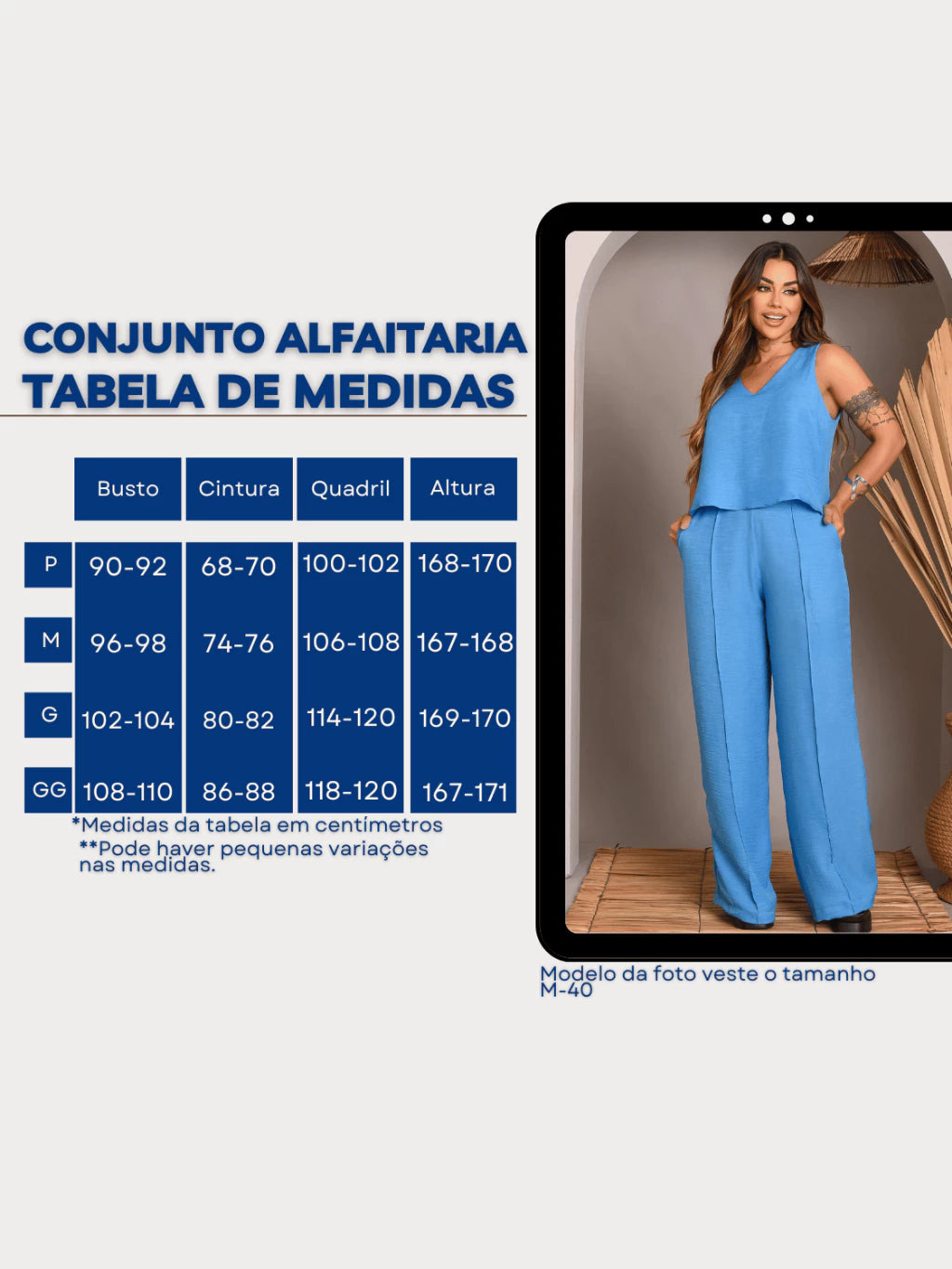 Kit 2 Conjunto Feminino Alfaiataria De Calça Pantalona E Blusa Regata Social Básica Verão Soltinho