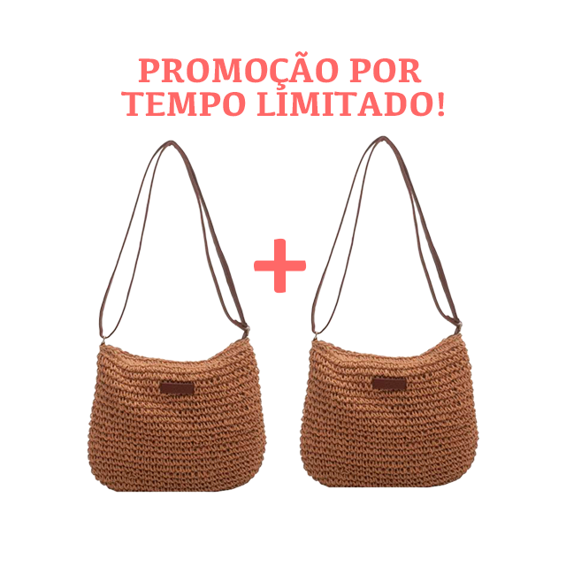 (Compre 01 Leve 02) Bolsa de Palha Trançada Artesanal - Tropical