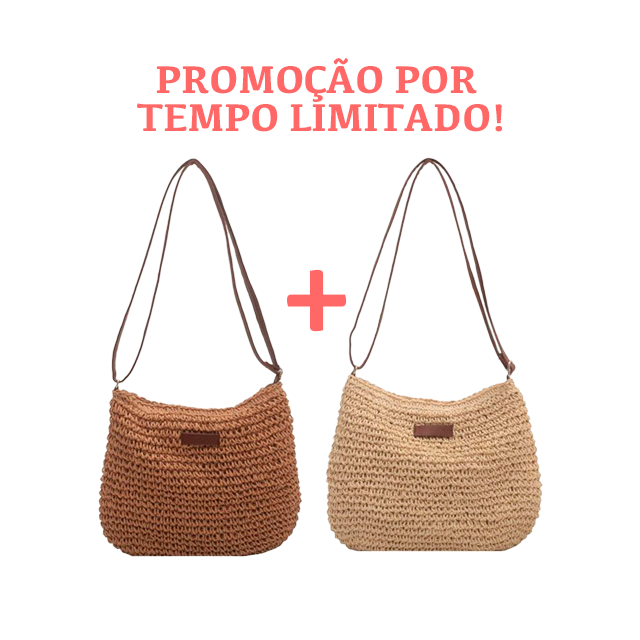 (Compre 01 Leve 02) Bolsa de Palha Trançada Artesanal - Tropical