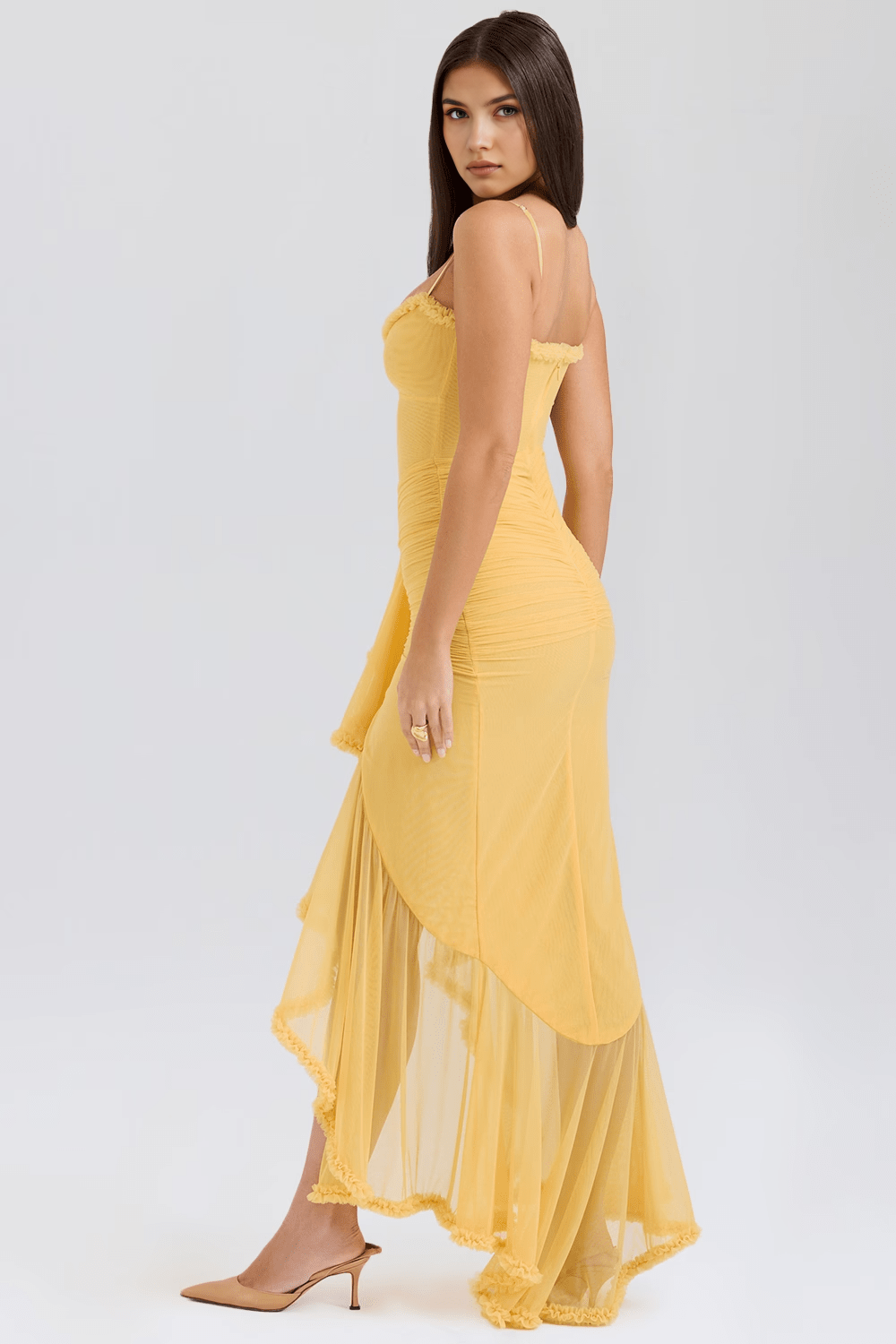 Maxikleid Melina – fließender Schnitt aus Polyester, schlicht & stilvoll