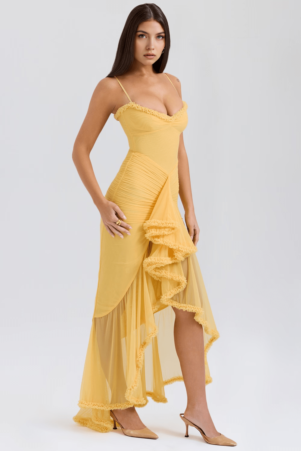 Maxikleid Melina – fließender Schnitt aus Polyester, schlicht & stilvoll