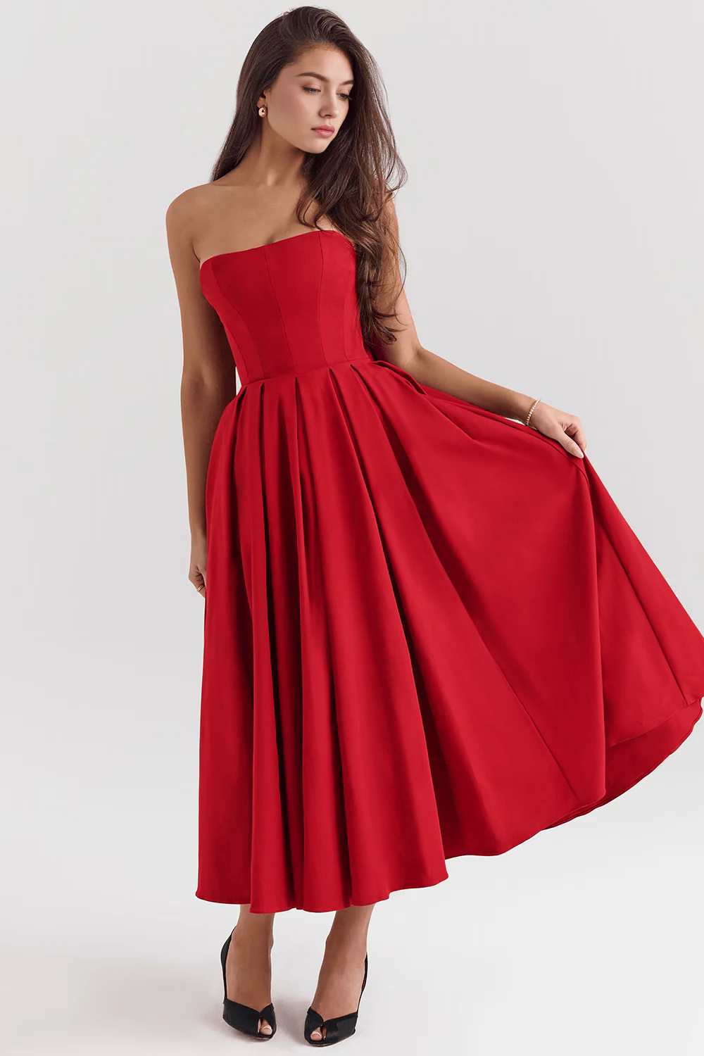 Midikleid Lea – mit floraler Stickerei aus Polyester