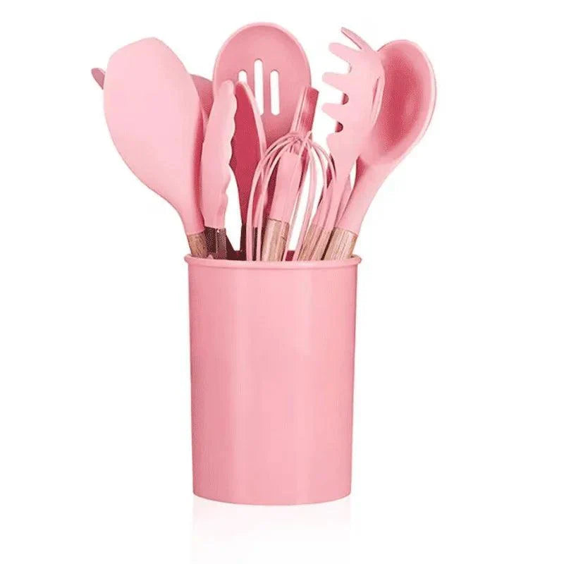 Kit Completo 12 Utensílios de Cozinha — Silicone Premium, Não Risca Panelas e Resiste a Altas Temperaturas
