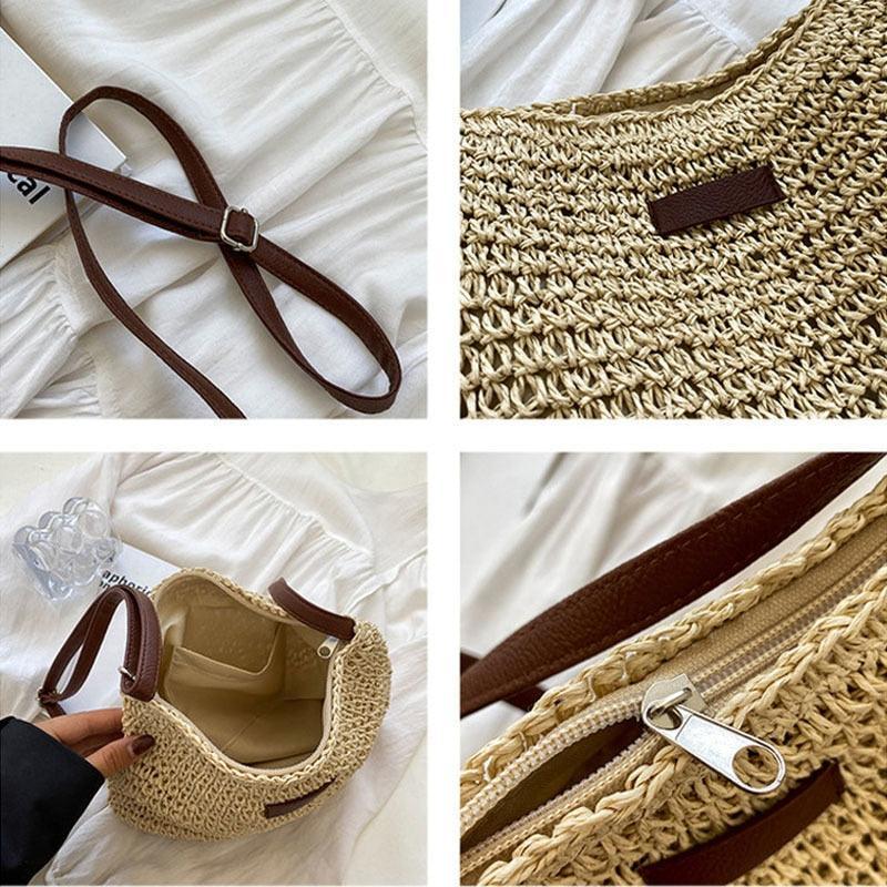 (Compre 01 Leve 02) Bolsa de Palha Trançada Artesanal - Tropical