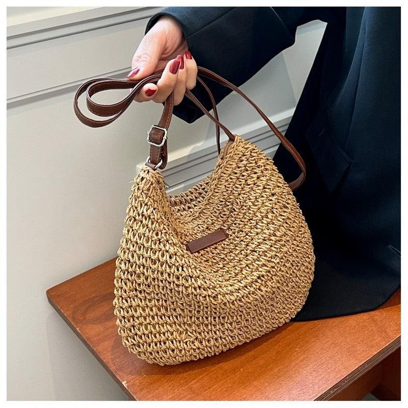 (Compre 01 Leve 02) Bolsa de Palha Trançada Artesanal - Tropical