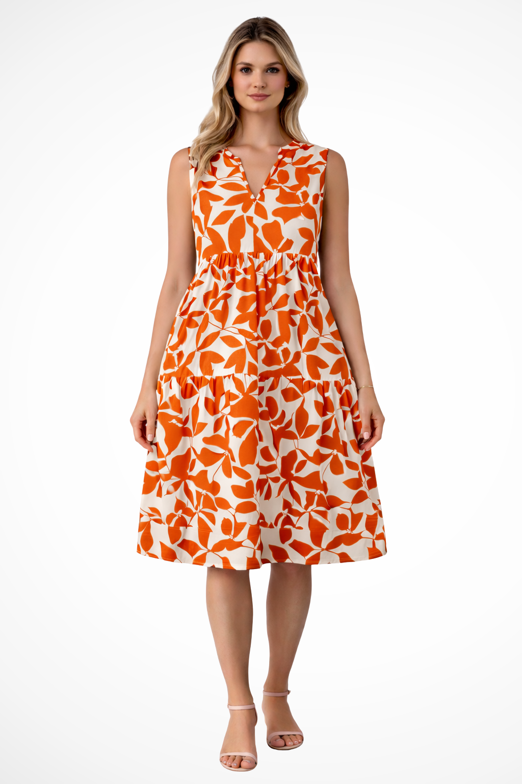 Amelia | Women Sleeveless V Neck Beach Boho Midi Dress