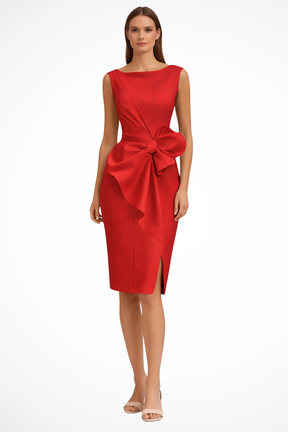 Ottilie | Women Sleeveless Bow Detail Wedding Guest Midi Dress