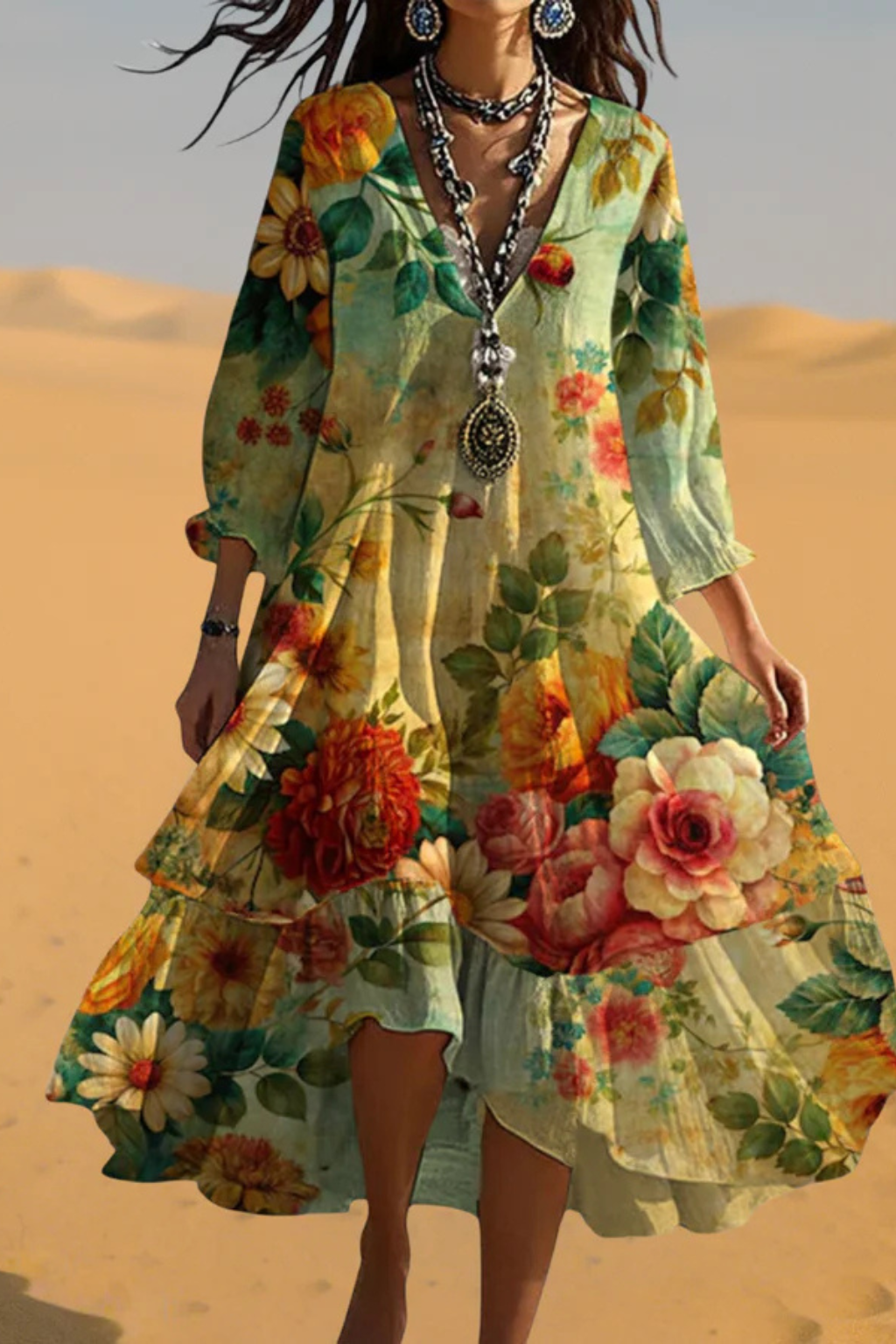 Eliza | Women Floral V Neck Boho Summer Dress