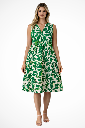 Amelia | Women Sleeveless V Neck Beach Boho Midi Dress