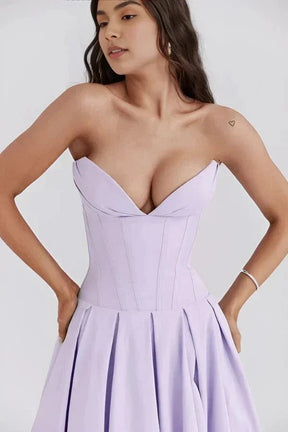 Avelisse | Women Strapless Structured Midi Wedding Guest Dress