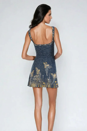 Seraphina | Women Square Neck Sequin Beach Mini Dress