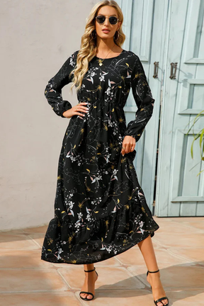 Samira | Women Floral Long Sleeve Maxi Summer Boho Midi Dress