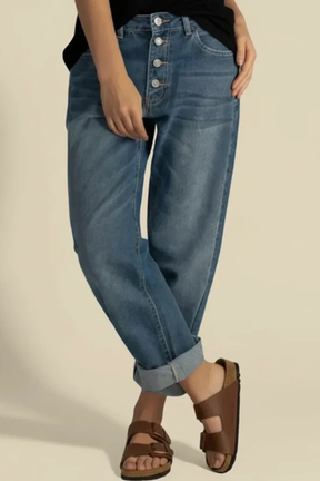 Lottie | Women High Waist Button Fly Relaxed Fit Jeans