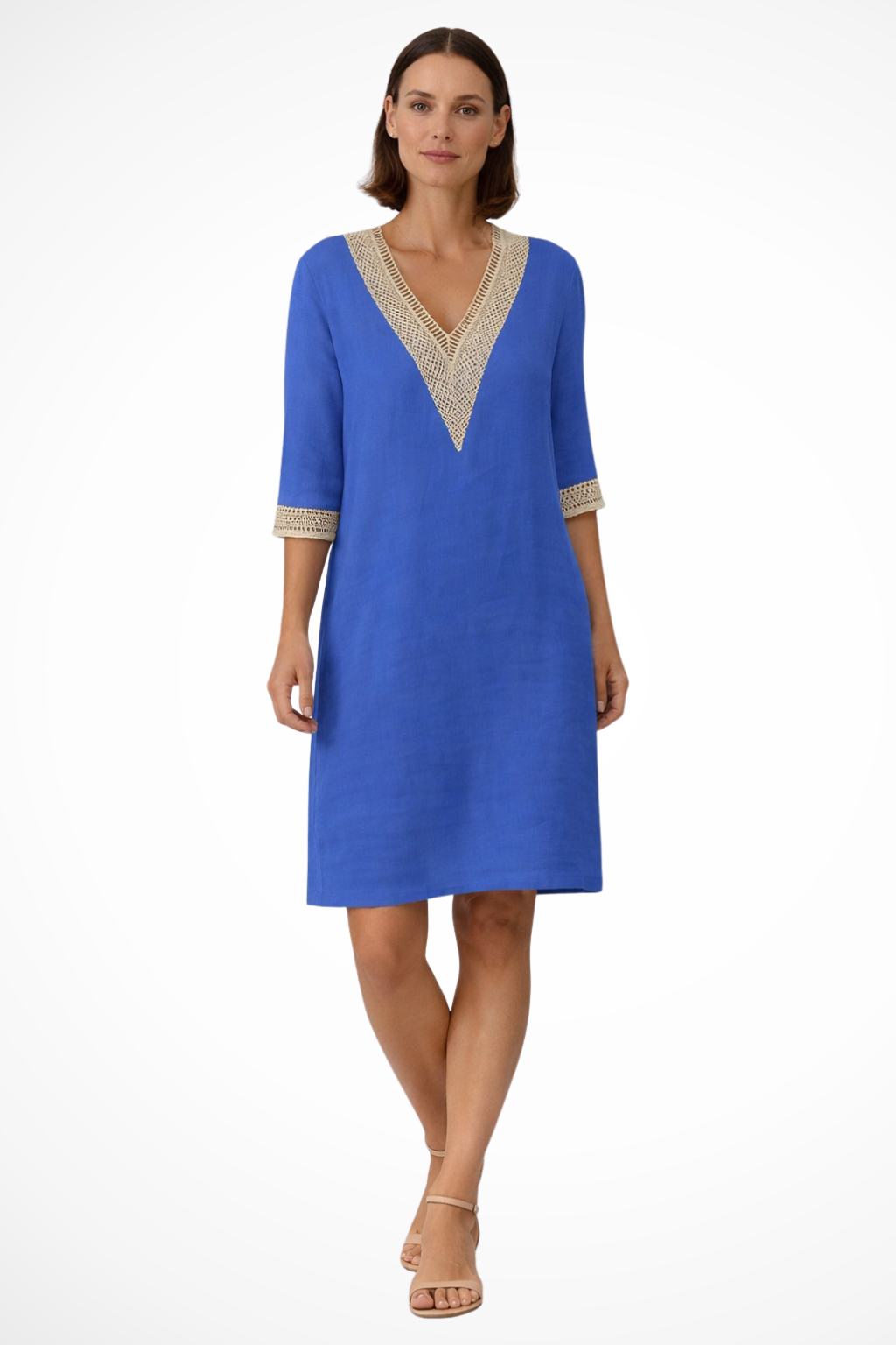 Nerisse | Women’s V Neck Spring Midi Dress with Relaxed Fit