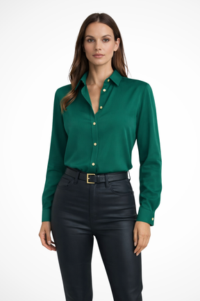 Solenne | Women’s Long Sleeve V Neck Blouse with Relaxed Fit